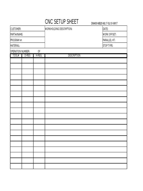 cnc machine setting pdf|cnc tool set up sheet.